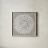 Seville IV FB Greige by Kathrine Lovell. Shown in a natural wood glass frame for a timeless modern aesthetic. Available as an archival giclee rolled canvas, fine art paper, or poster print. SKU 33323a.