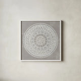 Seville IV FB Greige by Kathrine Lovell. Shown in a crisp white glass frame for a clean and minimalist style. Available as an archival giclee rolled canvas, fine art paper, or poster print. SKU 33323a.