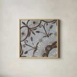 Silver Lakai Circle I Square I by Kathrine Lovell. Shown in a natural wood glass frame for a timeless modern aesthetic. Available as an archival giclee rolled canvas, fine art paper, or poster print. SKU 28019a.
