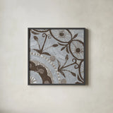 Silver Lakai Circle I Square II by Kathrine Lovell. Shown in a sleek black glass frame for a contemporary gallery look. Available as an archival giclee rolled canvas, fine art paper, or poster print. SKU 28020a.