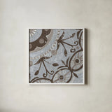 Silver Lakai Circle I Square III by Kathrine Lovell. Shown in a crisp white glass frame for a clean and minimalist style. Available as an archival giclee rolled canvas, fine art paper, or poster print. SKU 28021a.