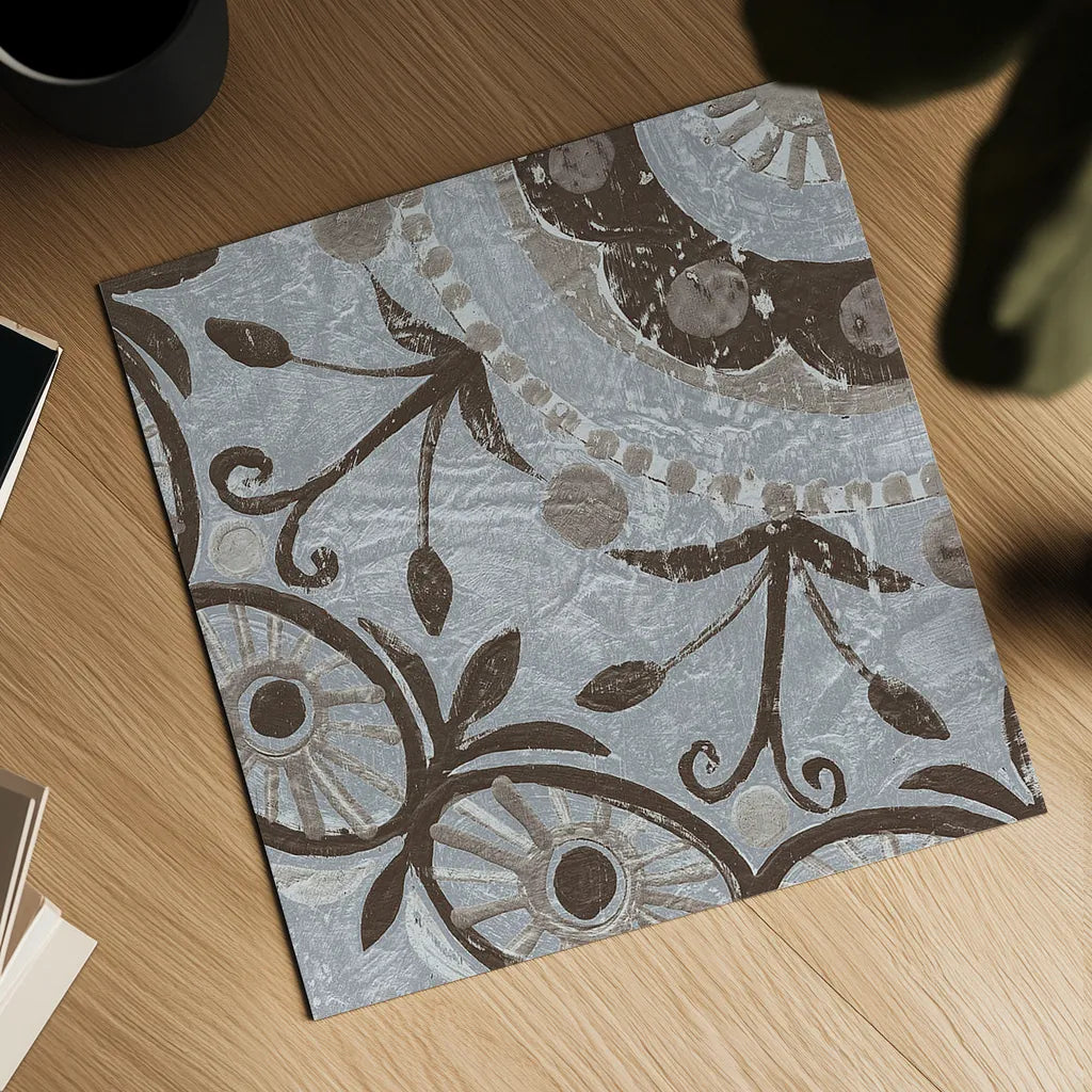 Silver Lakai Circle I Square IV by Kathrine Lovell. Shown as a detailed flat fine art print, highlighting archival giclee quality. Available as an archival giclee rolled canvas, fine art paper, or poster print. SKU 28022a.