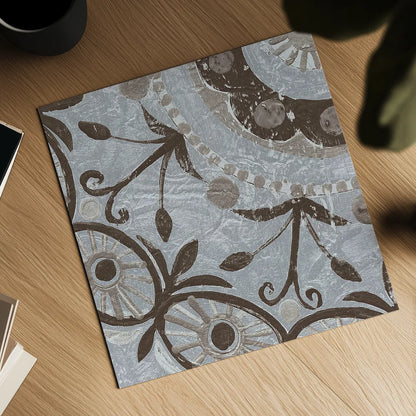 Silver Lakai Circle I Square IV by Kathrine Lovell. Shown as a detailed flat fine art print, highlighting archival giclee quality. Available as an archival giclee rolled canvas, fine art paper, or poster print. SKU 28022a.