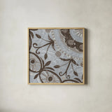 Silver Lakai Circle I Square IV by Kathrine Lovell. Shown in a natural wood glass frame for a timeless modern aesthetic. Available as an archival giclee rolled canvas, fine art paper, or poster print. SKU 28022a.