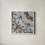 Silver Lakai Circle I Square IV by Kathrine Lovell. Shown in a crisp white glass frame for a clean and minimalist style. Available as an archival giclee rolled canvas, fine art paper, or poster print. SKU 28022a.