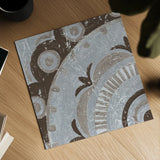 Silver Lakai Circle II Square I by Kathrine Lovell. Shown as a detailed flat fine art print, highlighting archival giclee quality. Available as an archival giclee rolled canvas, fine art paper, or poster print. SKU 28011a.