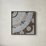 Silver Lakai Circle II Square III by Kathrine Lovell. Shown in a sleek black glass frame for a contemporary gallery look. Available as an archival giclee rolled canvas, fine art paper, or poster print. SKU 28013a.