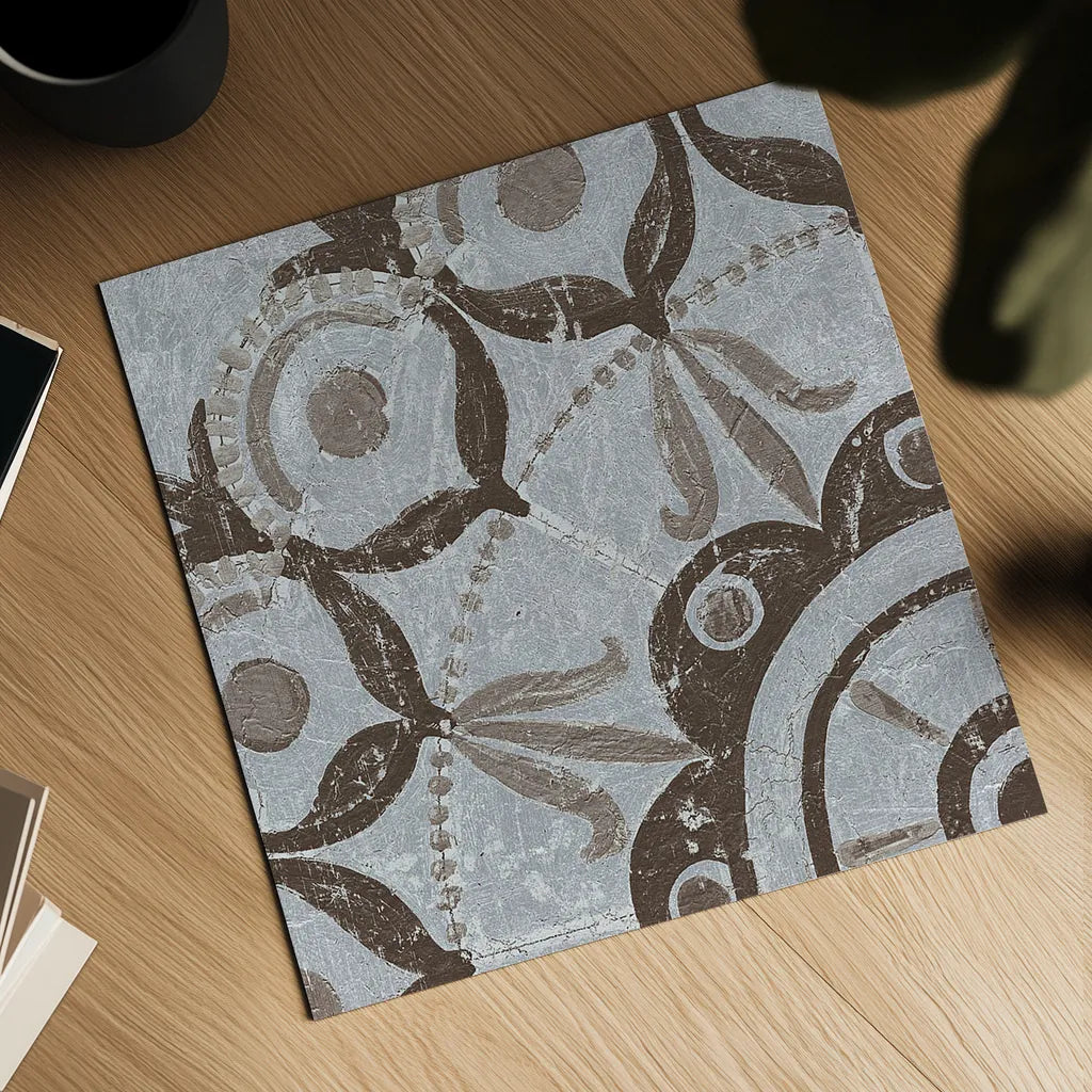 Silver Lakai Circle V Square I by Kathrine Lovell. Shown as a detailed flat fine art print, highlighting archival giclee quality. Available as an archival giclee rolled canvas, fine art paper, or poster print. SKU 28015a.