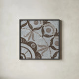 Silver Lakai Circle V Square II by Kathrine Lovell. Shown in a sleek black glass frame for a contemporary gallery look. Available as an archival giclee rolled canvas, fine art paper, or poster print. SKU 28016a.