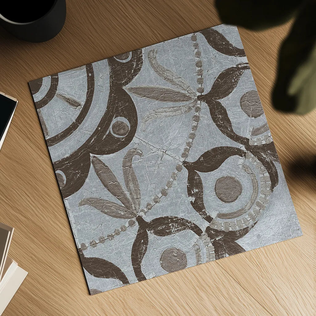 Silver Lakai Circle V Square III by Kathrine Lovell. Shown as a detailed flat fine art print, highlighting archival giclee quality. Available as an archival giclee rolled canvas, fine art paper, or poster print. SKU 28017a.