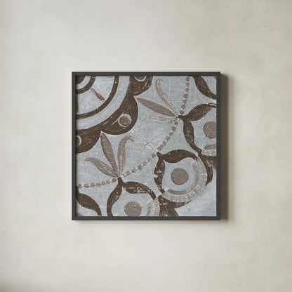 Silver Lakai Circle V Square III by Kathrine Lovell. Shown in a sleek black glass frame for a contemporary gallery look. Available as an archival giclee rolled canvas, fine art paper, or poster print. SKU 28017a.