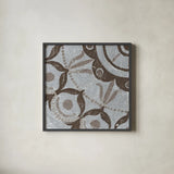 Silver Lakai Circle V Square IV by Kathrine Lovell. Shown in a sleek black glass frame for a contemporary gallery look. Available as an archival giclee rolled canvas, fine art paper, or poster print. SKU 28018a.