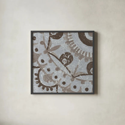 Silver Lakai Circle VI Square IV by Kathrine Lovell. Shown in a sleek black glass frame for a contemporary gallery look. Available as an archival giclee rolled canvas, fine art paper, or poster print. SKU 28010a.