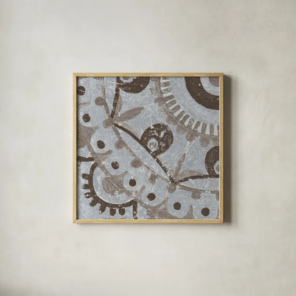 Silver Lakai Circle VI Square IV by Kathrine Lovell. Shown in a natural wood glass frame for a timeless modern aesthetic. Available as an archival giclee rolled canvas, fine art paper, or poster print. SKU 28010a.