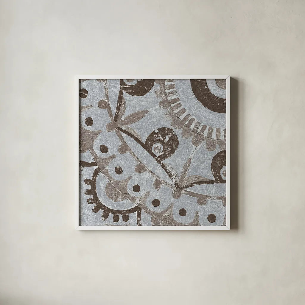 Silver Lakai Circle VI Square IV by Kathrine Lovell. Shown in a crisp white glass frame for a clean and minimalist style. Available as an archival giclee rolled canvas, fine art paper, or poster print. SKU 28010a.