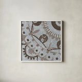 Silver Lakai Circle VI Square IV by Kathrine Lovell. Shown in a crisp white glass frame for a clean and minimalist style. Available as an archival giclee rolled canvas, fine art paper, or poster print. SKU 28010a.