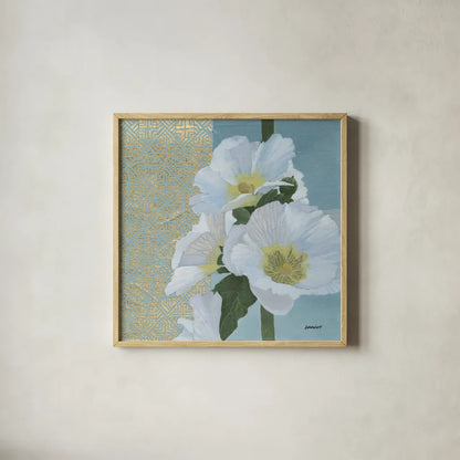 Soft Evening I by Kathrine Lovell. Shown in a natural wood glass frame for a timeless modern aesthetic. Available as an archival giclee rolled canvas, fine art paper, or poster print. SKU 24435a.