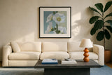 Soft Evening II by Kathrine Lovell. Displayed in a glass frame with matte in a clean modern living room. Available as an archival giclee rolled canvas, fine art paper, or poster print. SKU 24436a.