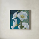 Soft Evening II indigo by Kathrine Lovell. Shown in a crisp white glass frame for a clean and minimalist style. Available as an archival giclee rolled canvas, fine art paper, or poster print. SKU 24522a.