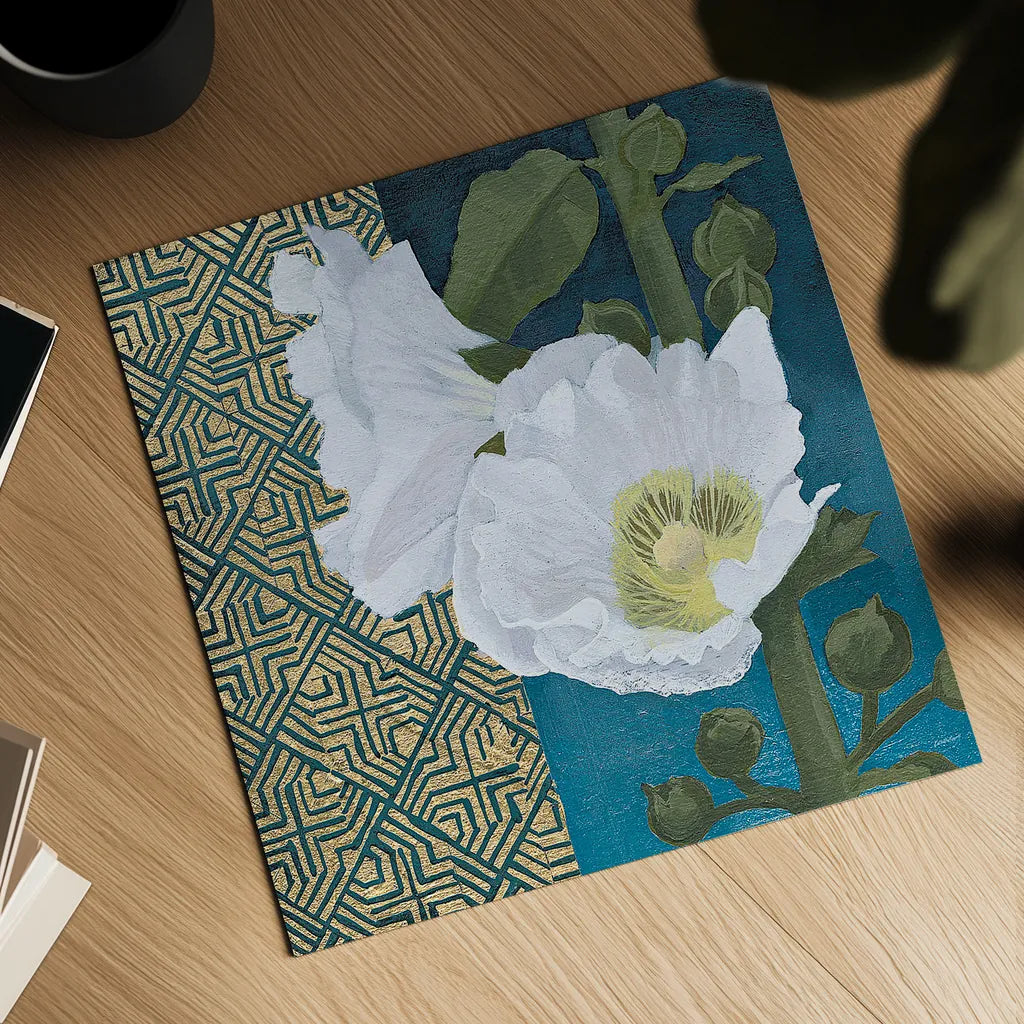 Soft Evening III indigo by Kathrine Lovell. Shown as a detailed flat fine art print, highlighting archival giclee quality. Available as an archival giclee rolled canvas, fine art paper, or poster print. SKU 24523a.