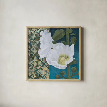 Soft Evening III indigo by Kathrine Lovell. Shown in a natural wood glass frame for a timeless modern aesthetic. Available as an archival giclee rolled canvas, fine art paper, or poster print. SKU 24523a.