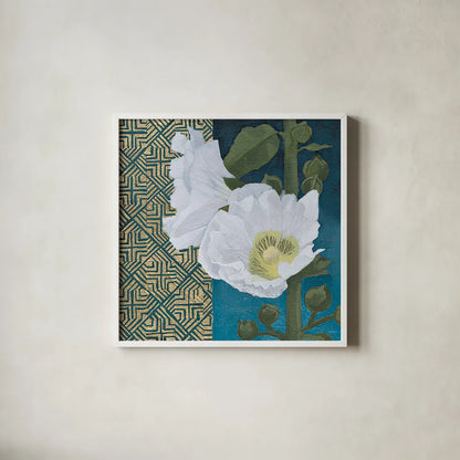 Soft Evening III indigo by Kathrine Lovell. Shown in a crisp white glass frame for a clean and minimalist style. Available as an archival giclee rolled canvas, fine art paper, or poster print. SKU 24523a.