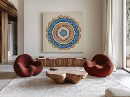 Solara I by Kathrine Lovell. Shown as extra-large giant wall art in a modern living room. Available as an archival giclee rolled canvas, fine art paper, or poster print. SKU 33442a.