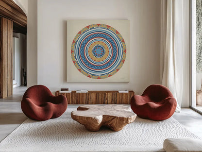 Solara III by Kathrine Lovell. Shown as extra-large giant wall art in a modern living room. Available as an archival giclee rolled canvas, fine art paper, or poster print. SKU 33444a.