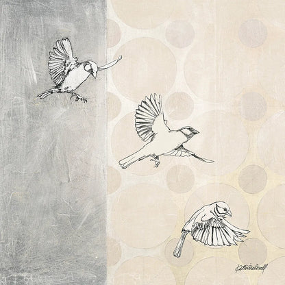 Sparrows Alighting by Kathrine Lovell. SKU 43381a. Archival Giclee Fine art print for wall decor.