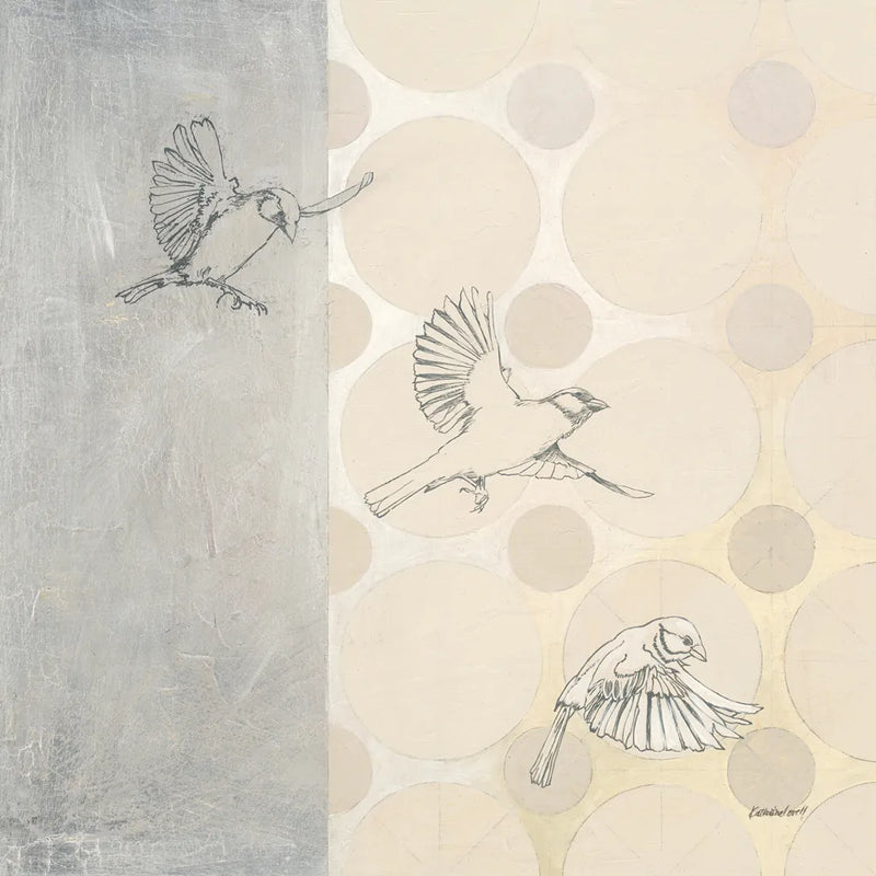 Sparrows Alighting by Kathrine Lovell. SKU 92713a. Archival Giclee Fine art print for wall decor.