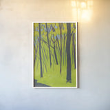 Spring Woods by Kathrine Lovell. shown as a paper print in a white frame. Available as a archival giclee rolled canvas, fine art paper, or poster print. SKU 39859h.