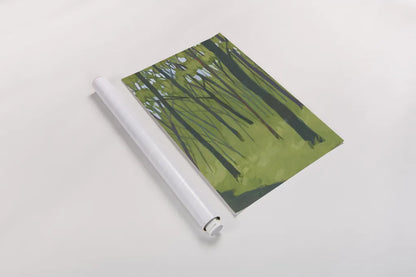 Spring Woods Dark Green by Kathrine Lovell. shown as a rolled paper print. Available as archival giclee rolled canvas, fine art paper, or poster print. SKU 41346h.