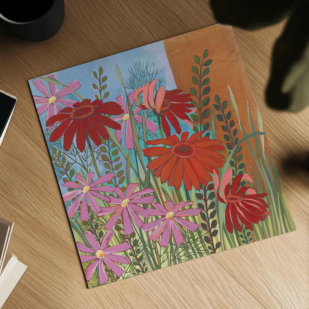 Summer Flowers III by Kathrine Lovell. Shown as a detailed flat fine art print, highlighting archival giclee quality. Available as an archival giclee rolled canvas, fine art paper, or poster print. SKU 43449a.