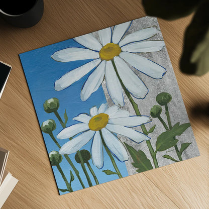 Summer Garden I Silver by Kathrine Lovell. Shown as a detailed flat fine art print, highlighting archival giclee quality. Available as an archival giclee rolled canvas, fine art paper, or poster print. SKU 24566a.