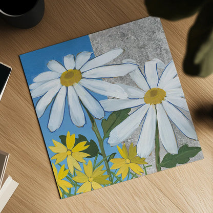 Summer Garden II Silver by Kathrine Lovell. Shown as a detailed flat fine art print, highlighting archival giclee quality. Available as an archival giclee rolled canvas, fine art paper, or poster print. SKU 24567a.