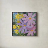 Summer Garden III by Kathrine Lovell. Shown in a sleek black glass frame for a contemporary gallery look. Available as an archival giclee rolled canvas, fine art paper, or poster print. SKU 24403a.