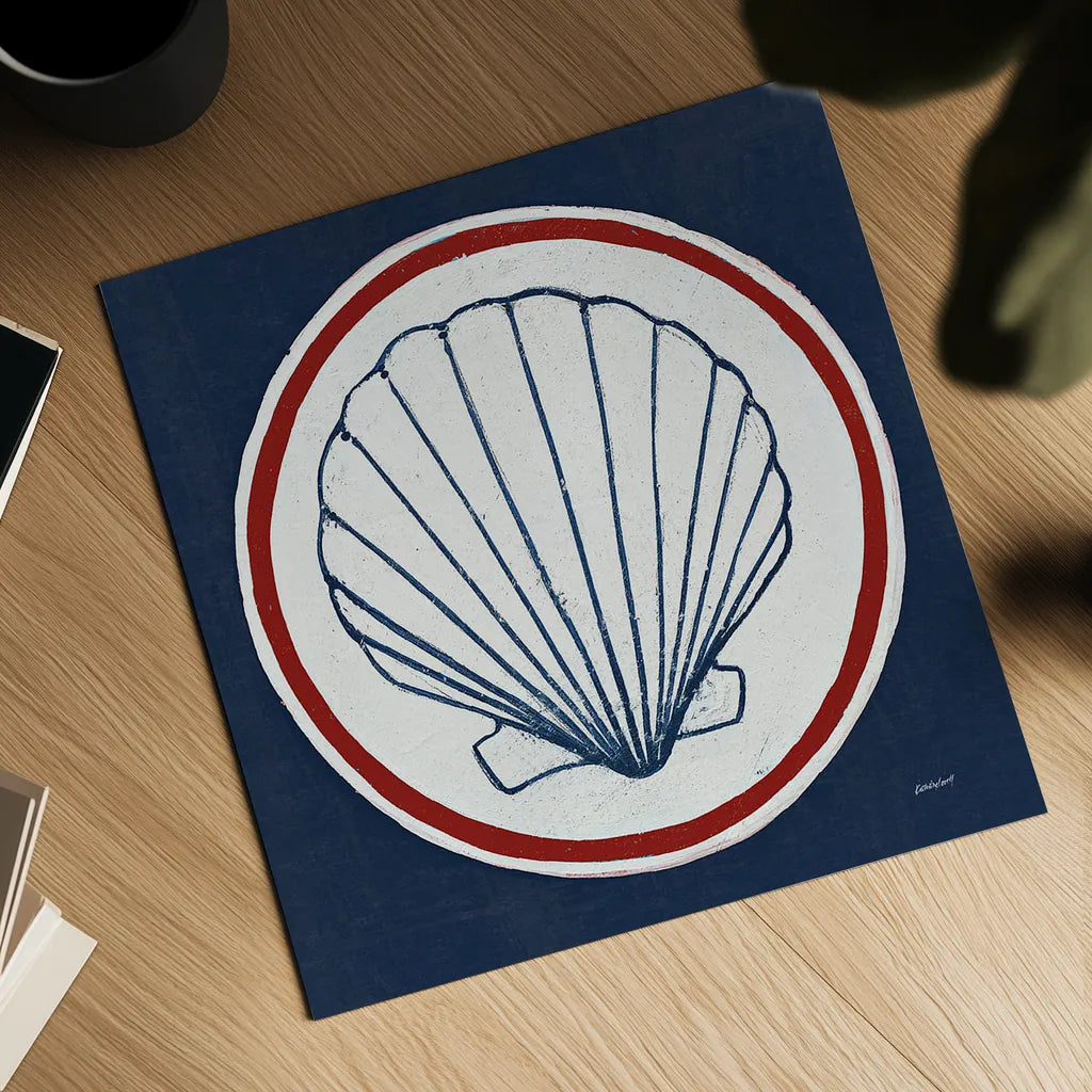 Summer Shells II Nautical by Kathrine Lovell. Shown as a detailed flat fine art print, highlighting archival giclee quality. Available as an archival giclee rolled canvas, fine art paper, or poster print. SKU 24696a.