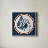 Summer Shells III Nautical by Kathrine Lovell. Shown in a crisp white glass frame for a clean and minimalist style. Available as an archival giclee rolled canvas, fine art paper, or poster print. SKU 24697a.