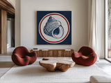 Summer Shells III Nautical by Kathrine Lovell. Shown as extra-large giant wall art in a modern living room. Available as an archival giclee rolled canvas, fine art paper, or poster print. SKU 24697a.