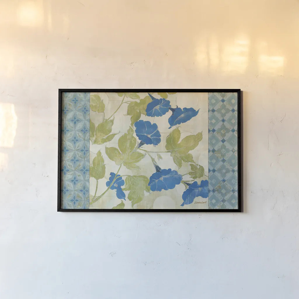 Summer Vines by Kathrine Lovell. shown as a paper print in a black flame. Available as a archival giclee rolled canvas, fine art paper, or poster print. SKU 43369i.