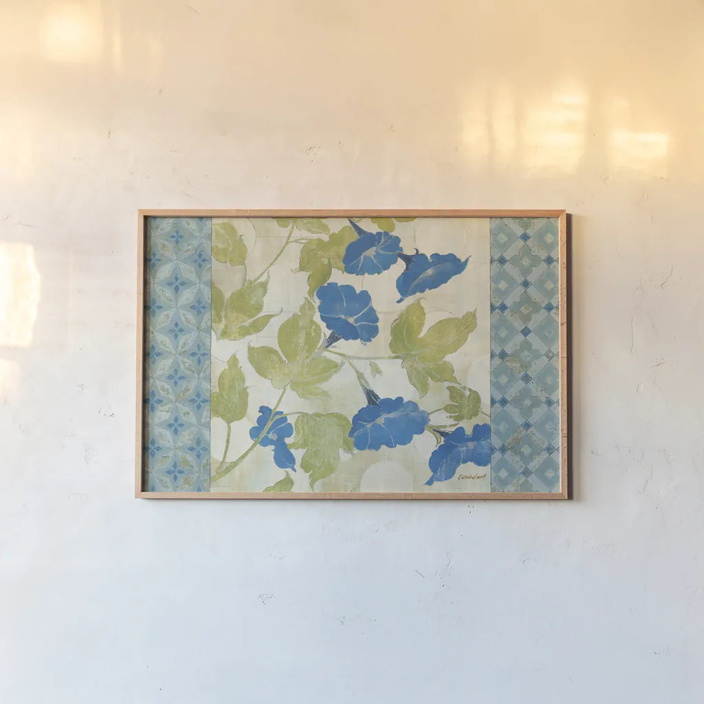 Summer Vines by Kathrine Lovell. shown as a paper print in a natural frame. Available as a archival giclee rolled canvas, fine art paper, or poster print. SKU 43369i.