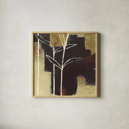 Sun Stems Tile III by Kathrine Lovell. Shown in a natural wood glass frame for a timeless modern aesthetic. Available as an archival giclee rolled canvas, fine art paper, or poster print. SKU 43527a.