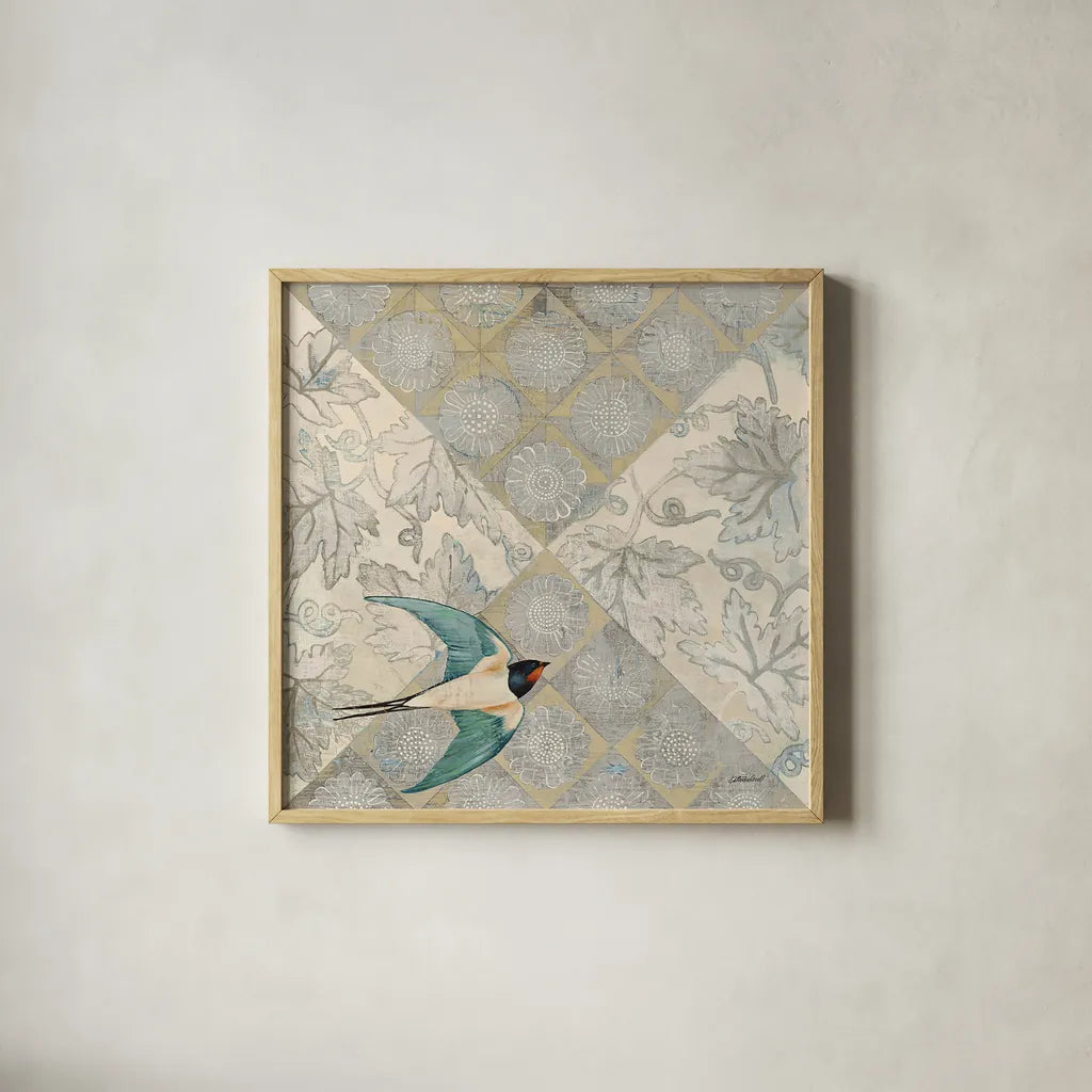 Sundown by Kathrine Lovell. Shown in a natural wood glass frame for a timeless modern aesthetic. Available as an archival giclee rolled canvas, fine art paper, or poster print. SKU 43535a.