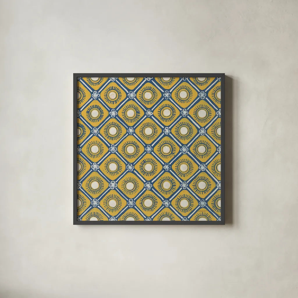 Sunny Designs IV by Kathrine Lovell. Shown in a sleek black glass frame for a contemporary gallery look. Available as an archival giclee rolled canvas, fine art paper, or poster print. SKU 32444a.