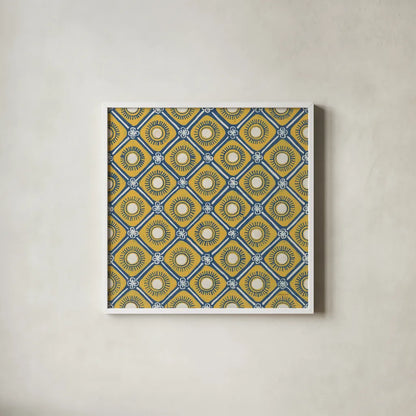 Sunny Designs IV by Kathrine Lovell. Shown in a crisp white glass frame for a clean and minimalist style. Available as an archival giclee rolled canvas, fine art paper, or poster print. SKU 32444a.