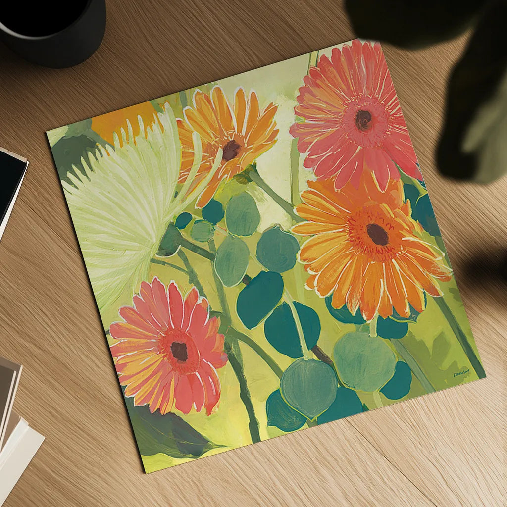 Tangerine Garden I Crop by Kathrine Lovell. Shown as a detailed flat fine art print, highlighting archival giclee quality. Available as an archival giclee rolled canvas, fine art paper, or poster print. SKU 3402a.