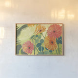 Tangerine Garden I Crop by Kathrine Lovell. shown as a paper print in a natural frame. Available as a archival giclee rolled canvas, fine art paper, or poster print. SKU 3402i.