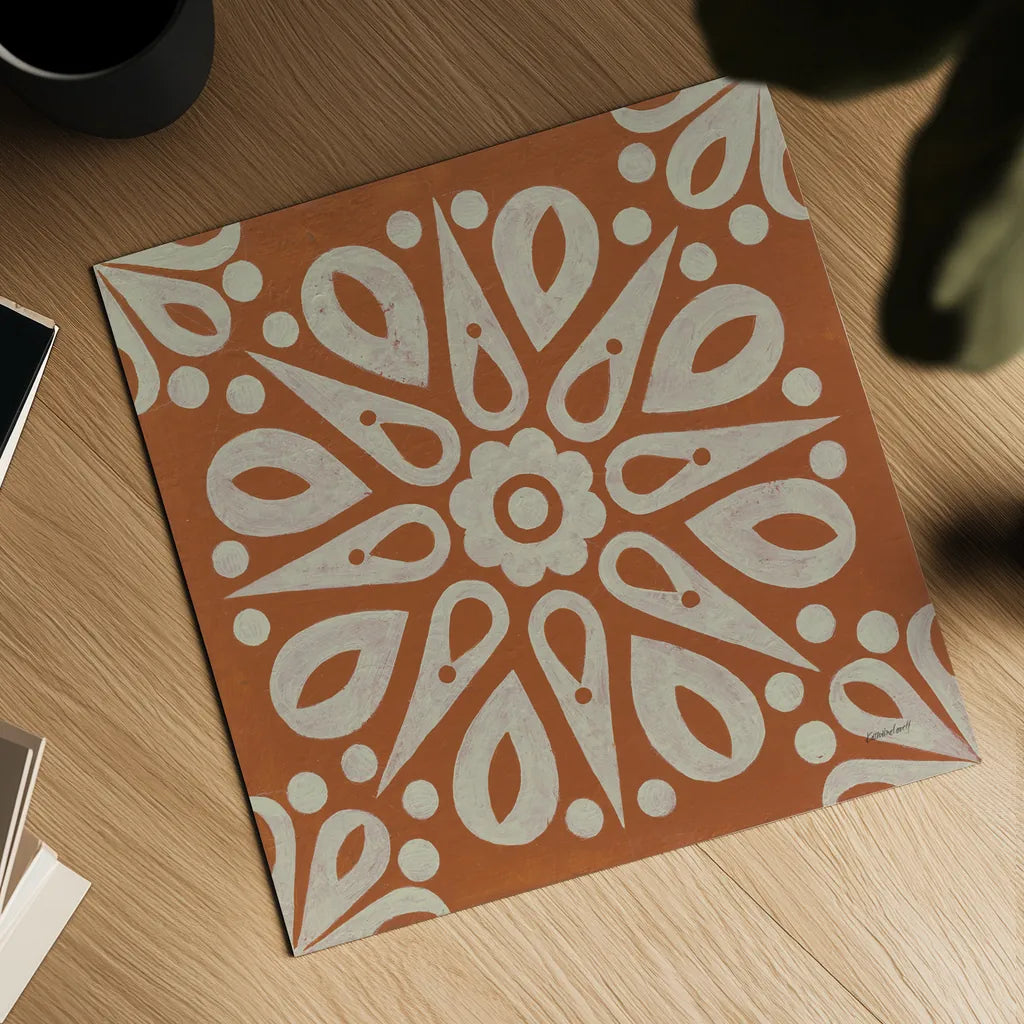 Terra Cotta Tile I by Kathrine Lovell. Shown as a detailed flat fine art print, highlighting archival giclee quality. Available as an archival giclee rolled canvas, fine art paper, or poster print. SKU 55517a.