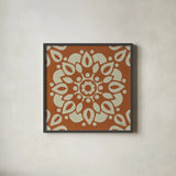Terra Cotta Tile II by Kathrine Lovell. Shown in a sleek black glass frame for a contemporary gallery look. Available as an archival giclee rolled canvas, fine art paper, or poster print. SKU 55518a.