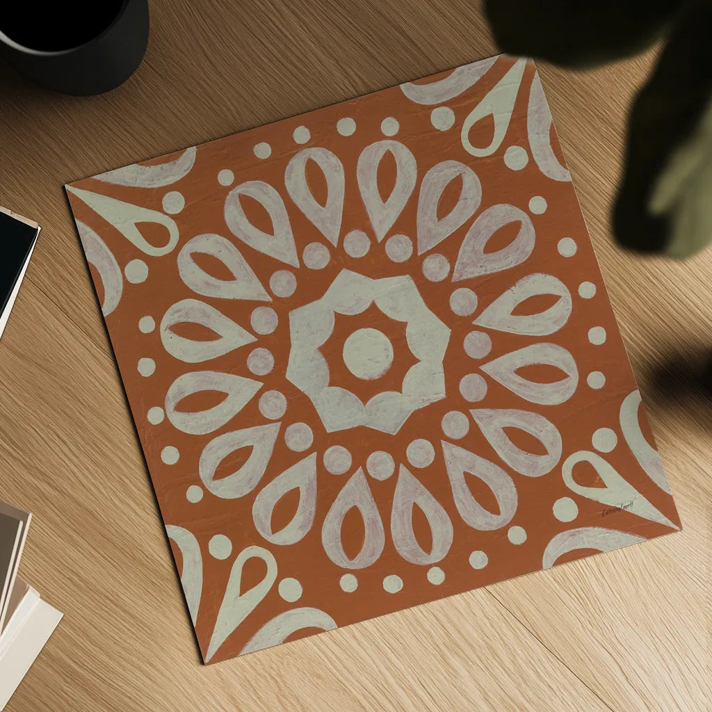 Terra Cotta Tile III by Kathrine Lovell. Shown as a detailed flat fine art print, highlighting archival giclee quality. Available as an archival giclee rolled canvas, fine art paper, or poster print. SKU 55519a.